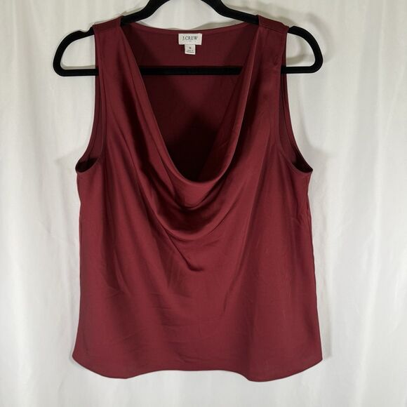 J. Crew Blouse Women's Small Burgundy Sleeveless Draped Neckline Lightweight - Picture 1 of 11